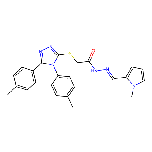 2-{[4,5-bis(4-methylphenyl)-4H-1,2,4-triazol-3-yl]sulfanyl}-N'-[(E)-(1-methyl-1H-pyrrol-2-yl)methylidene]acetohydrazide structure
