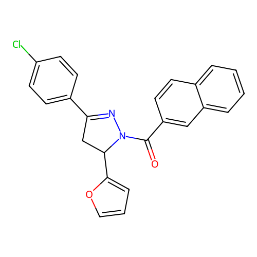 [5-(4-chlorophenyl)-3-(furan-2-yl)-3,4-dihydropyrazol-2-yl]-naphthalen-2-ylmethanone structure