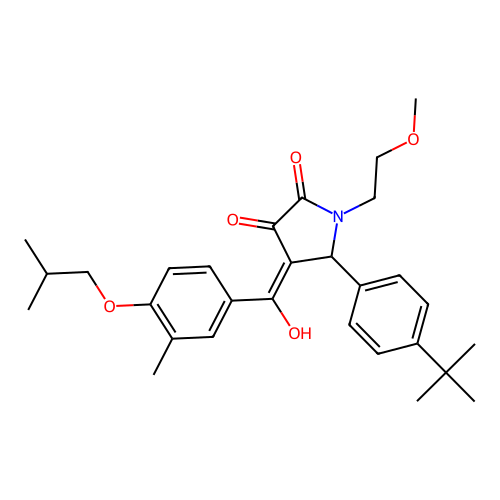 (4E)-5-(4-tert-butylphenyl)-4-[hydroxy-[3-methyl-4-(2-methylpropoxy)phenyl]methylidene]-1-(2-methoxyethyl)pyrrolidine-2,3-dione structure