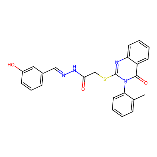 (E)-N'-(3-hydroxybenzylidene)-2-((4-oxo-3-(o-tolyl)-3,4-dihydroquinazolin-2-yl)thio)acetohydrazide structure