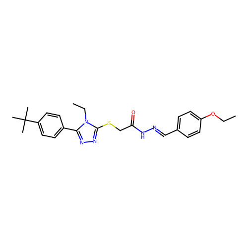2-{[5-(4-tert-butylphenyl)-4-ethyl-4H-1,2,4-triazol-3-yl]sulfanyl}-N'-[(E)-(4-ethoxyphenyl)methylidene]acetohydrazide structure