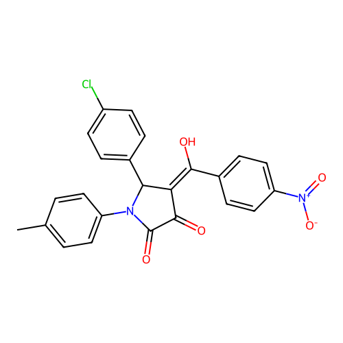 (4E)-5-(4-chlorophenyl)-4-[hydroxy(4-nitrophenyl)methylidene]-1-(4-methylphenyl)pyrrolidine-2,3-dione structure