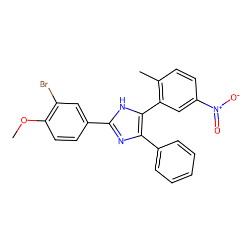 2-(3-bromo-4-methoxyphenyl)-5-(2-methyl-5-nitrophenyl)-4-phenyl-1H-imidazole structure