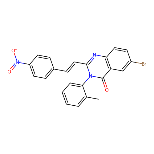 (E)-6-bromo-2-(4-nitrostyryl)-3-(o-tolyl)quinazolin-4(3H)-one structure