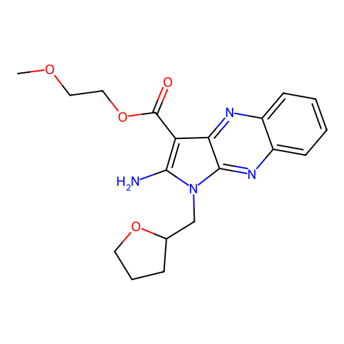 2-methoxyethyl 2-amino-1-(oxolan-2-ylmethyl)pyrrolo[3,2-b]quinoxaline-3-carboxylate structure