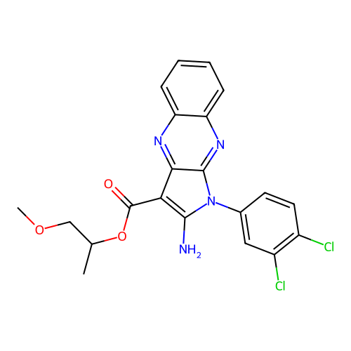 1-methoxypropan-2-yl 2-amino-1-(3,4-dichlorophenyl)-1H-pyrrolo[2,3-b]quinoxaline-3-carboxylate structure