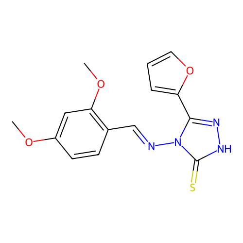 4-((2,4-Dimethoxybenzylidene)amino)5-(2-furyl)4H-1,2,4-triazol-3-YL hydrosulfide structure