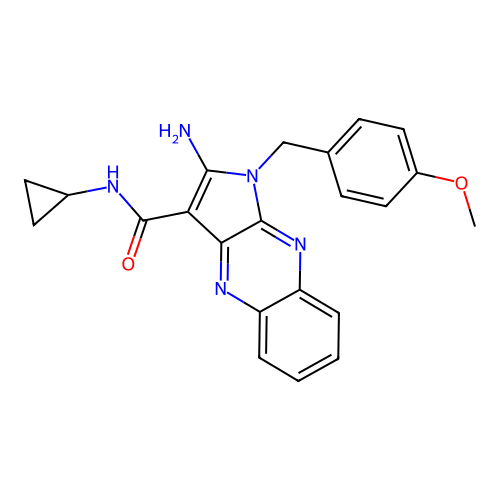 2-amino-N-cyclopropyl-1-(4-methoxybenzyl)-1H-pyrrolo[2,3-b]quinoxaline-3-carboxamide structure