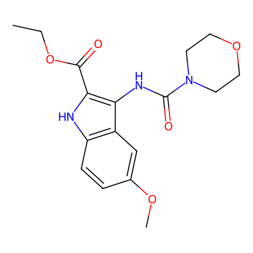 ethyl 5-methoxy-3-(morpholine-4-carbonylamino)-1H-indole-2-carboxylate structure