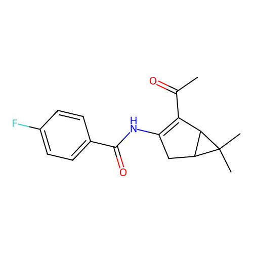 N-(2-Acetyl-6,6-dimethyl-bicyclo[3.1.0]hex-2-en-3-yl)-4-fluoro-benzamide structure