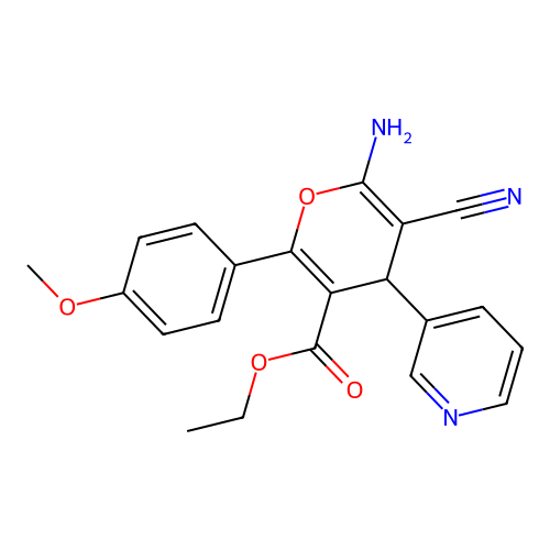 ethyl 6-amino-5-cyano-2-(4-methoxyphenyl)-4-pyridin-3-yl-4H-pyran-3-carboxylate structure