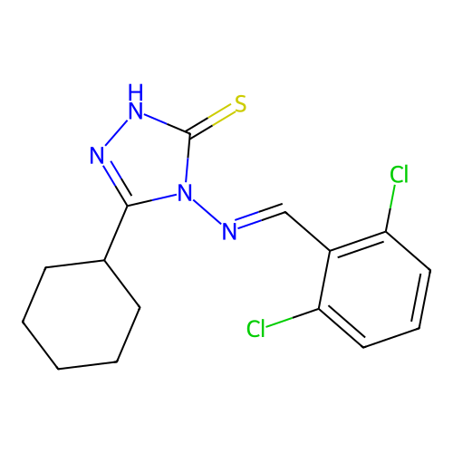 3-cyclohexyl-4-[(2,6-dichlorobenzylidene)amino]-1H-1,2,4-triazole-5-thione structure