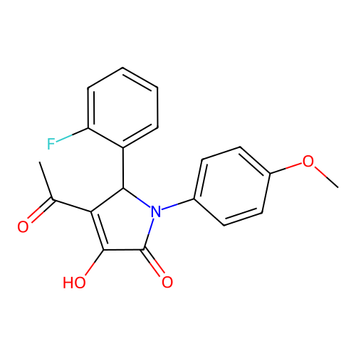 3-acetyl-2-(2-fluorophenyl)-4-hydroxy-1-(4-methoxyphenyl)-2H-pyrrol-5-one structure