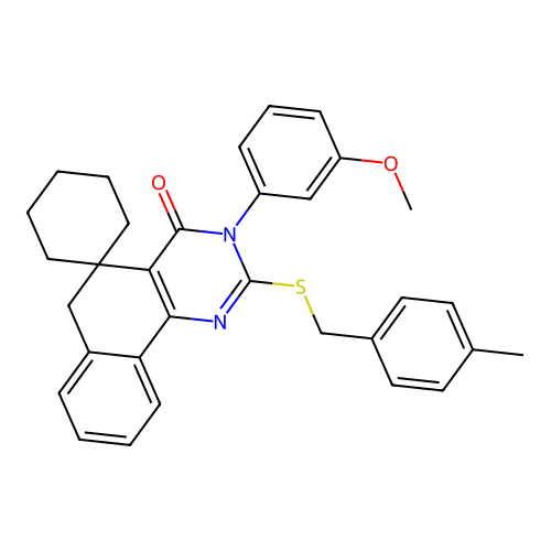3-(3-methoxyphenyl)-2-((4-methylbenzyl)thio)-3H-spiro[benzo[h]quinazoline-5,1'-cyclohexan]-4(6H)-one structure