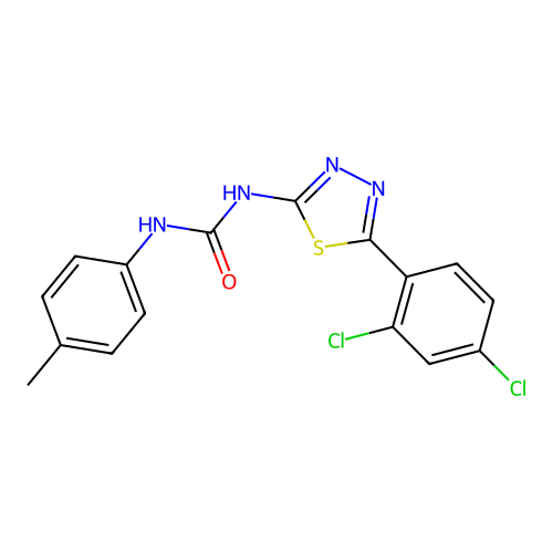1-(5-(2,4-dichlorophenyl)-1,3,4-thiadiazol-2-yl)-3-(p-tolyl)urea structure