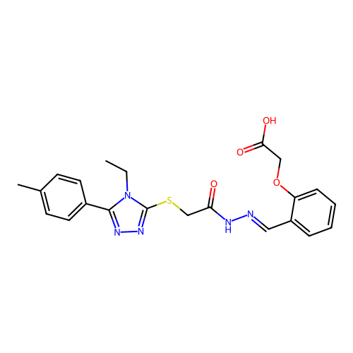 (2-{[2-(4-Ethyl-5-p-tolyl-4H-[1,2,4]triazol-3-ylsulfanyl)-acetyl]-hydrazonomethyl}-phenoxy)-acetic acid structure