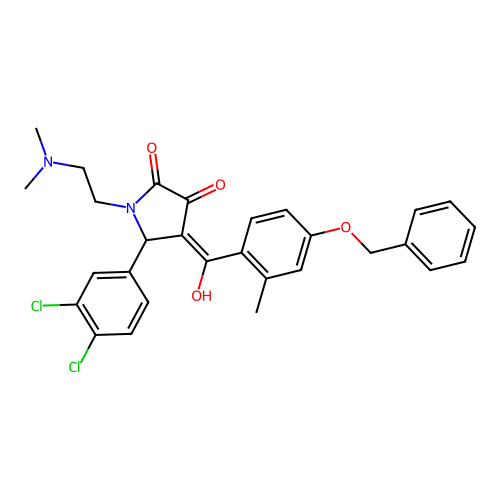 (4E)-5-(3,4-dichlorophenyl)-1-(2-dimethylaminoethyl)-4-[hydroxy-(2-methyl-4-phenylmethoxyphenyl)methylidene]pyrrolidine-2,3-dione structure