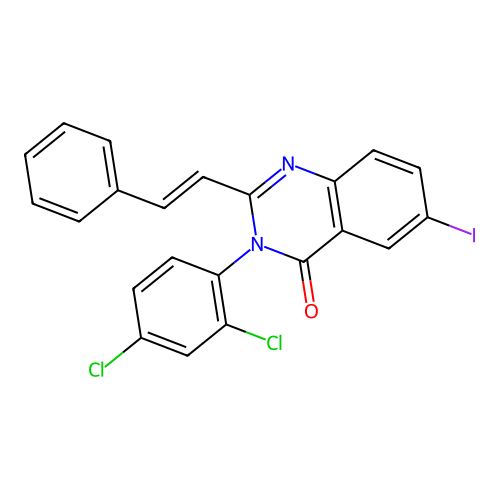 3-(2,4-dichlorophenyl)-6-iodo-2-[(E)-2-phenylethenyl]quinazolin-4(3H)-one structure
