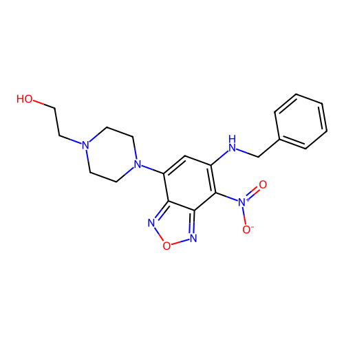2-{4-[6-(Benzylamino)-7-nitro-2,1,3-benzoxadiazol-4-yl]piperazin-1-yl}ethanol structure