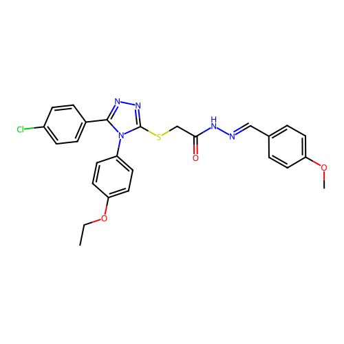 2-{[5-(4-chlorophenyl)-4-(4-ethoxyphenyl)-4H-1,2,4-triazol-3-yl]sulfanyl}-N'-[(E)-(4-methoxyphenyl)methylidene]acetohydrazide structure