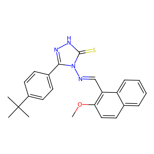 5-(4-tert-butylphenyl)-4-{[(E)-(2-methoxynaphthalen-1-yl)methylidene]amino}-4H-1,2,4-triazole-3-thiol structure