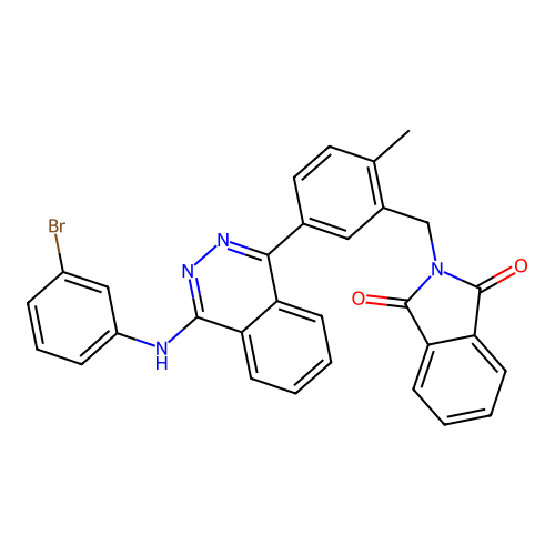 2-(5-(4-((3-bromophenyl)amino)phthalazin-1-yl)-2-methylbenzyl)isoindoline-1,3-dione structure