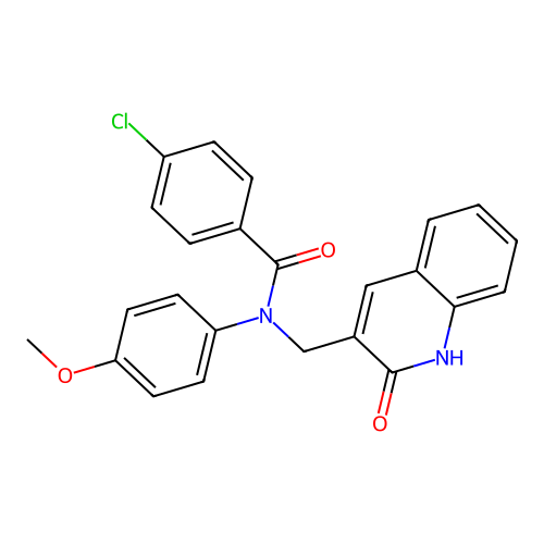 4-chloro-N-(4-methoxyphenyl)-N-[(2-oxo-1H-quinolin-3-yl)methyl]benzamide structure