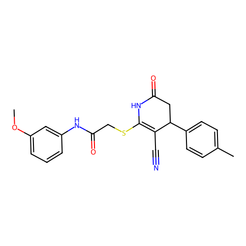 2-{[3-cyano-4-(4-methylphenyl)-6-oxo-1,4,5,6-tetrahydropyridin-2-yl]sulfanyl}-N-(3-methoxyphenyl)acetamide structure