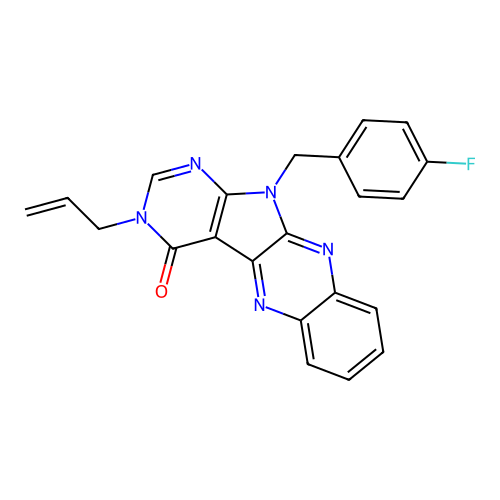 3-allyl-11-(4-fluorobenzyl)-3H-pyrimido[5',4':4,5]pyrrolo[2,3-b]quinoxalin-4(11H)-one structure