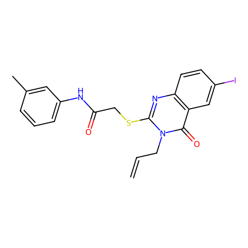 2-((3-allyl-6-iodo-4-oxo-3,4-dihydroquinazolin-2-yl)thio)-N-(m-tolyl)acetamide structure