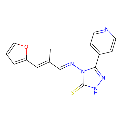 4-[(E)-3-Furan-2-yl-2-methyl-prop-2-en-(E)-ylideneamino]-5-pyridin-4-yl-4H-[1,2,4]triazole-3-thiol structure