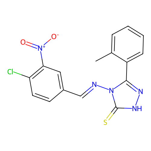 (E)-4-((4-chloro-3-nitrobenzylidene)amino)-5-(o-tolyl)-4H-1,2,4-triazole-3-thiol structure