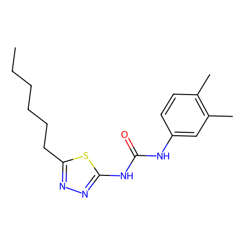 1-(3,4-Dimethylphenyl)-3-(5-hexyl-1,3,4-thiadiazol-2-yl)urea structure