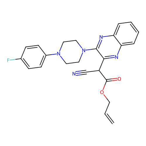 Prop-2-en-1-yl cyano{3-[4-(4-fluorophenyl)piperazin-1-yl]quinoxalin-2-yl}acetate structure