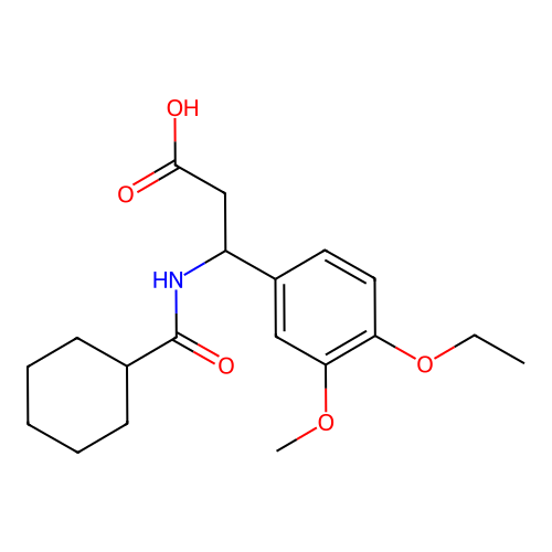 3-[(Cyclohexylcarbonyl)amino]-3-(4-ethoxy-3-methoxyphenyl)propanoic acid structure