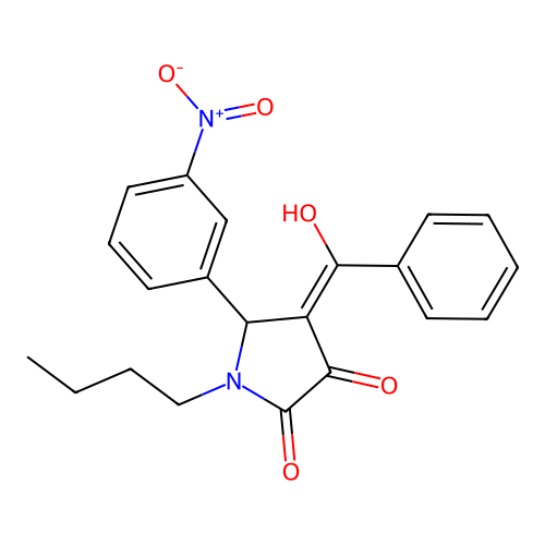 (4E)-1-butyl-4-[hydroxy(phenyl)methylidene]-5-(3-nitrophenyl)pyrrolidine-2,3-dione structure