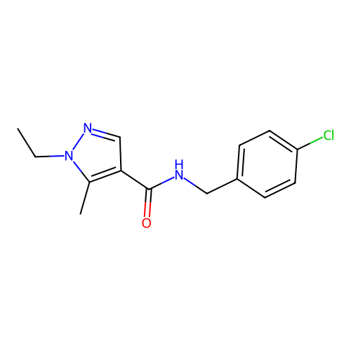 N-(4-chlorobenzyl)-1-ethyl-5-methyl-1H-pyrazole-4-carboxamide structure
