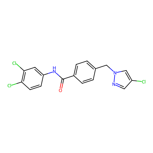 4-[(4-chloro-1H-pyrazol-1-yl)methyl]-N-(3,4-dichlorophenyl)benzamide structure