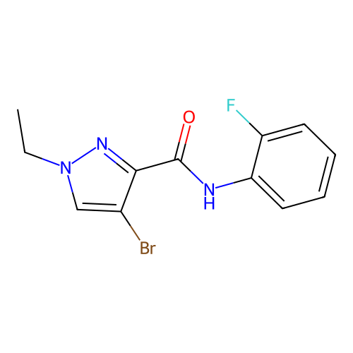 4-bromo-1-ethyl-N-(2-fluorophenyl)-1H-pyrazole-3-carboxamide structure