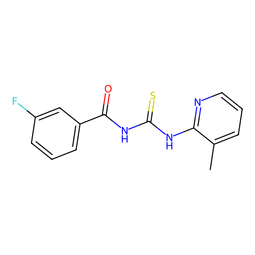 N-(3-fluorobenzoyl)-N'-(3-methyl-2-pyridinyl)thiourea structure