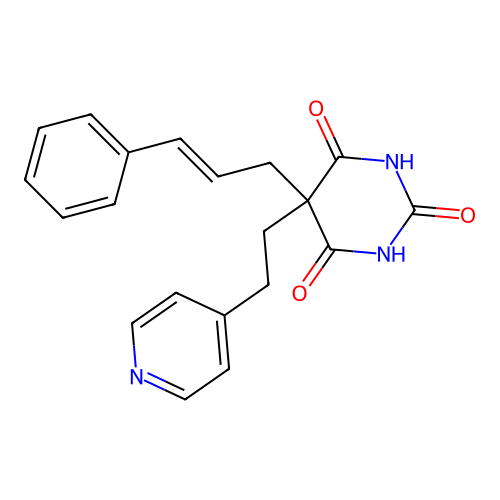5-cinnamyl-5-(2-pyridin-4-ylethyl)-1,3-diazinane-2,4,6-trione structure