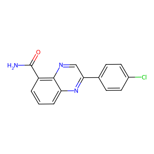 2-(4-chlorophenyl)quinoxaline-5-carboxamide structure