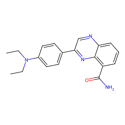 3-[4-(Diethylamino)phenyl]quinoxaline-5-carboxamide structure