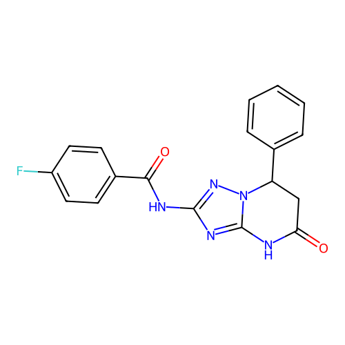 4-fluoro-N-(5-hydroxy-7-phenyl-6,7-dihydro[1,2,4]triazolo[1,5-a]pyrimidin-2-yl)benzamide structure