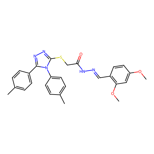 2-{[4,5-bis(4-methylphenyl)-4H-1,2,4-triazol-3-yl]sulfanyl}-N'-[(E)-(2,4-dimethoxyphenyl)methylidene]acetohydrazide structure