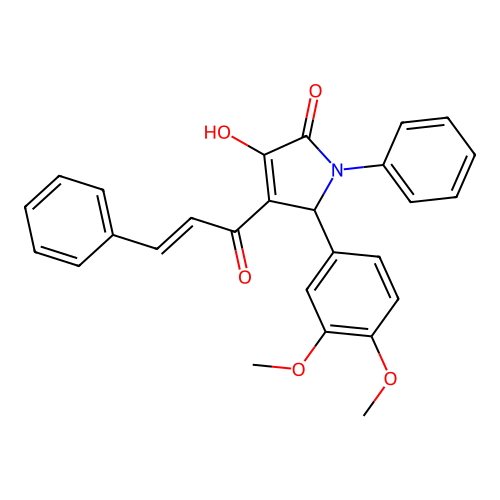 2-(3,4-dimethoxyphenyl)-4-hydroxy-1-phenyl-3-[(E)-3-phenylprop-2-enoyl]-2H-pyrrol-5-one structure