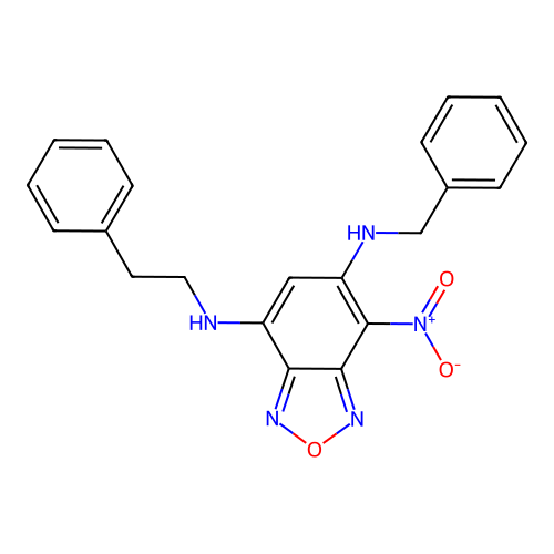 N~6~-benzyl-7-nitro-N~4~-(2-phenylethyl)-2,1,3-benzoxadiazole-4,6-diamine structure