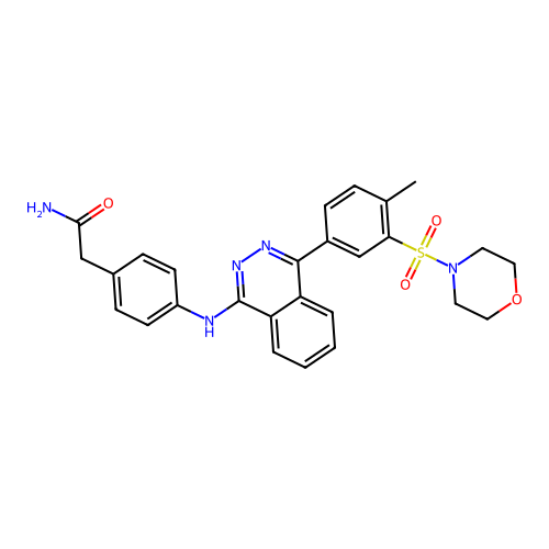2-[4-({4-[4-methyl-3-(morpholin-4-ylsulfonyl)phenyl]phthalazin-1-yl}amino)phenyl]acetamide structure