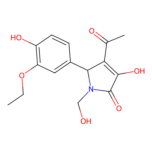 3-acetyl-2-(3-ethoxy-4-hydroxyphenyl)-4-hydroxy-1-(hydroxymethyl)-2H-pyrrol-5-one structure