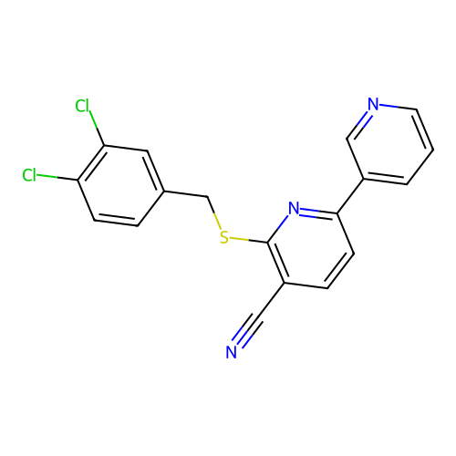 2-[(3,4-Dichlorophenyl)methylthio]-6-(3-pyridinyl)-3-pyridinecarbonitrile structure